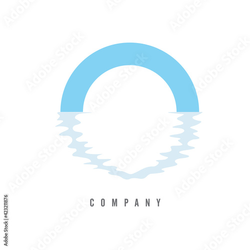 O logo on white background. Letter O company logo. Creative abstract symbol reflection on water. Vector illustration design.
