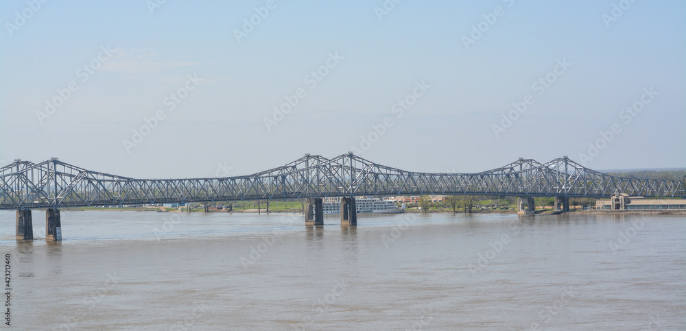 The Natchez Vidalia Bridge spans  over the Mississippi River. It is the tallest bridge in Mississippi