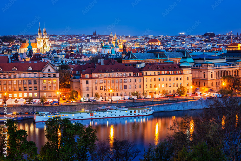 Evening view of Prague, Czech Republic