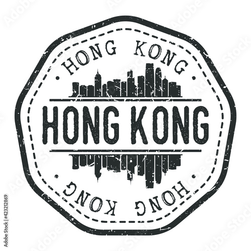 Hong Kong Stamp Skyline Postmark. Silhouette Postal Passport. City Round Vector Icon. Vintage Postage Design.