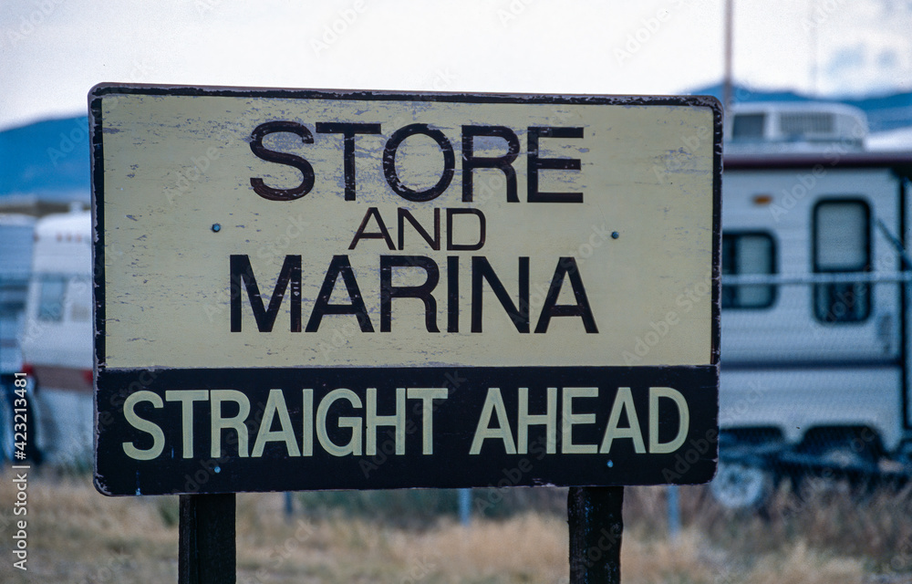 Fototapeta premium Store and Marina Sign at RV Campground