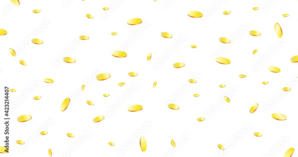 Falling gold coins on a white background. Flying coins. Cash flow. Horizontal composition, 4k video quality Falling gold coins on a white background. Flying coins. Cash flow. Horizontal composition, 4k video quality