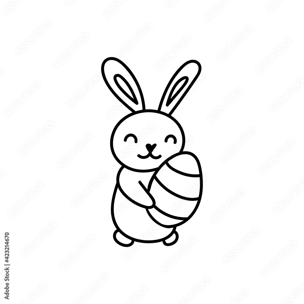 Obraz premium Hand drawn cute doodle easter bunny character