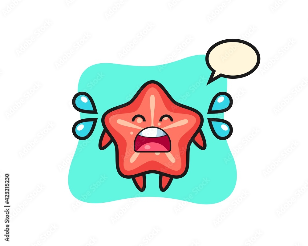 starfish cartoon illustration with crying gesture starfish cartoon illustration with crying gesture