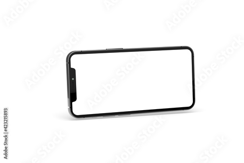Realistic isometric black frameless smartphone mockup perspective 3d