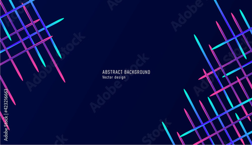 Abstract background with laser bright straight lines shooting from the edges of the screen with blank blue space in the center