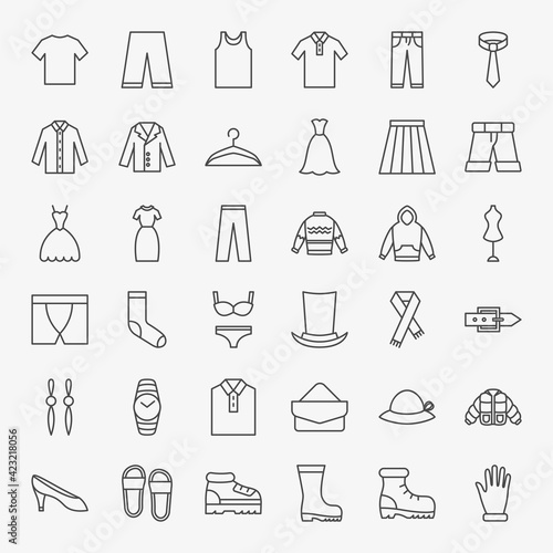 Clothing Line Icons Set