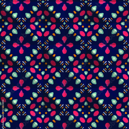  Geometric vector pattern with triangular elements. Seamless abstract ornament for wallpapers and backgrounds.