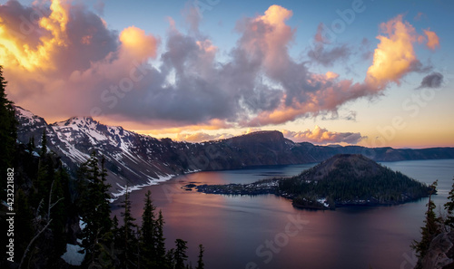 sunset over mountain lake © Taylor