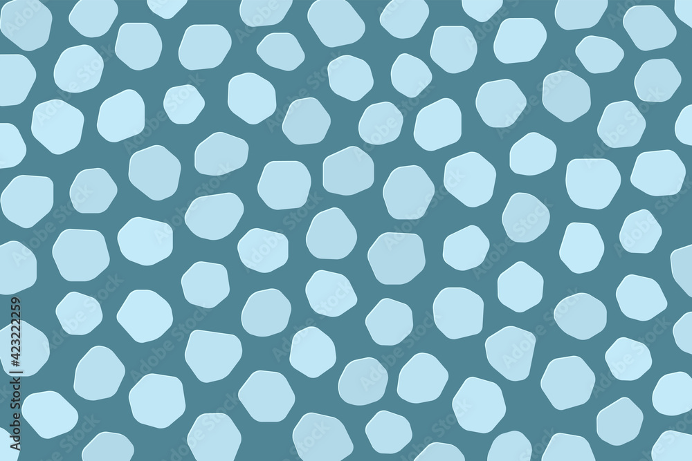 Abstract voronoi texture design. Seamless vector mosaic pattern. Blue irregular cells background. Vector illustration