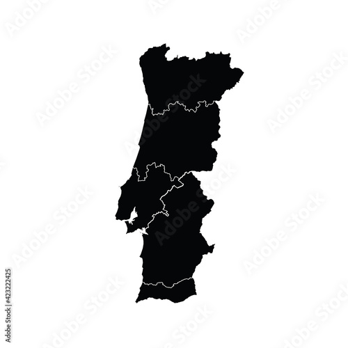 Portugal country map vector with regional areas