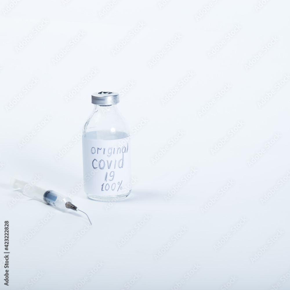 Failed vaccination. Bad vaccine on a white. Home made medicines. Failed vaccination. Bad vaccine on a white. Home made medicines.