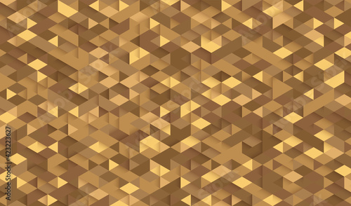Abstract seamless golden triangle 3D pattern background. Modern geometric texture design. Luxury and elegant concept. Vector illustration