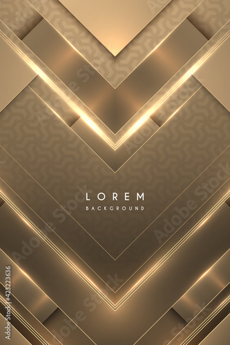 Abstract gold geometric background with glow effect photo