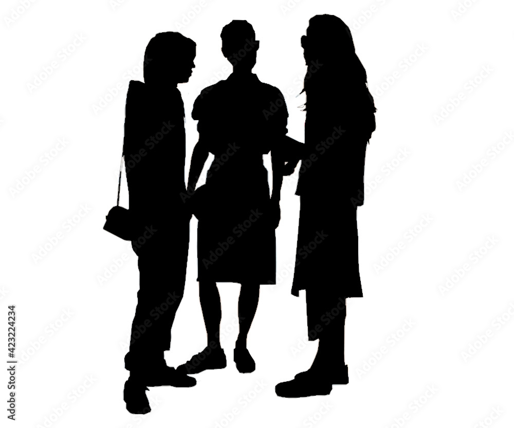silhouettes of people Three women talking to each other