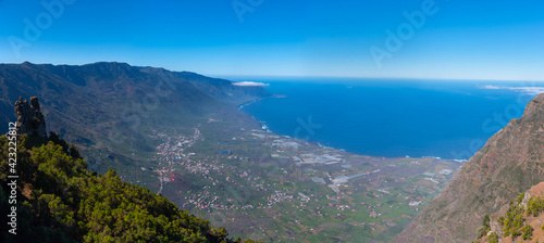 Aerial view of El Golfo valley from Mirador de Jinama at El Hierro, Canary islands, Spain. photo