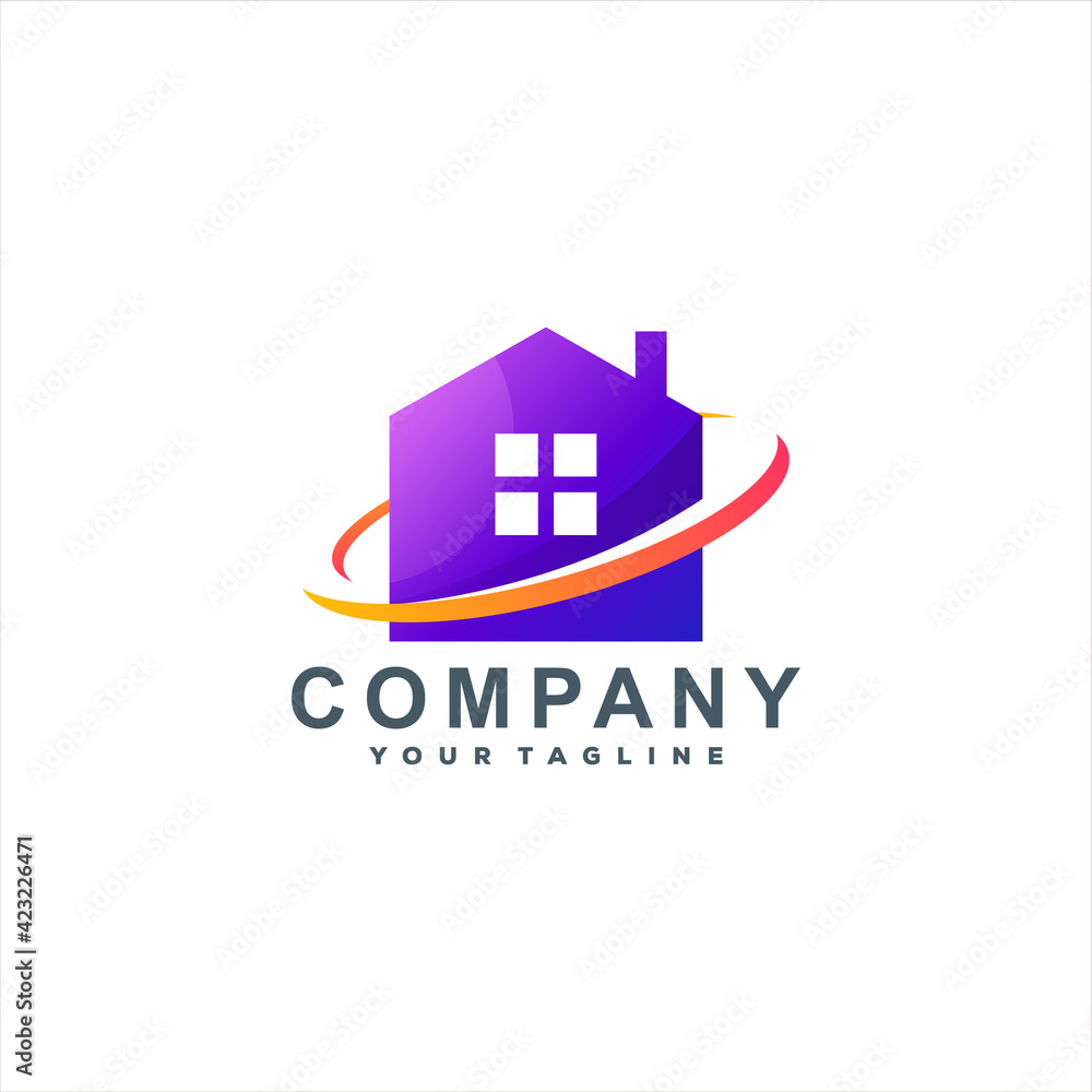 house color gradient logo design