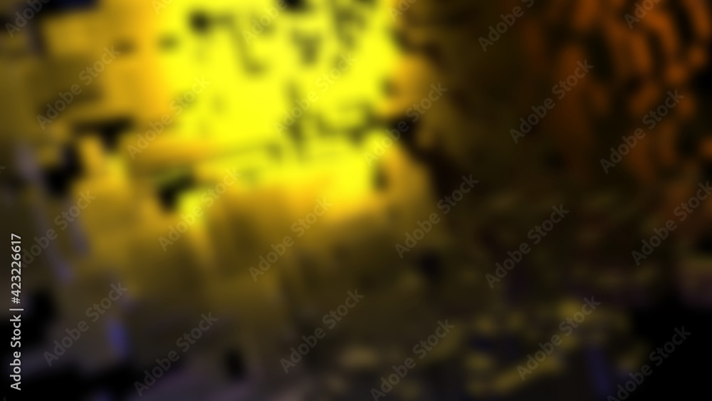 Yellow pixel rumbling illustration background .soft focus perspective , suitable for your background element.