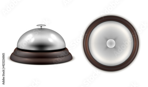 Reception, call, counter, service, or concierge bell realistic icon.. Top, side view.