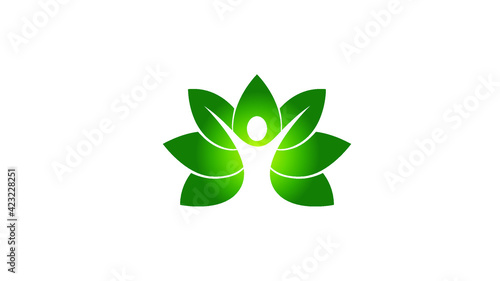 Happy Body Leaves Logo Vector Design Illustration