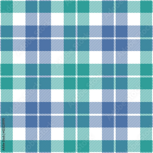 Blue, green and white plaid seamless pattern. Vector background