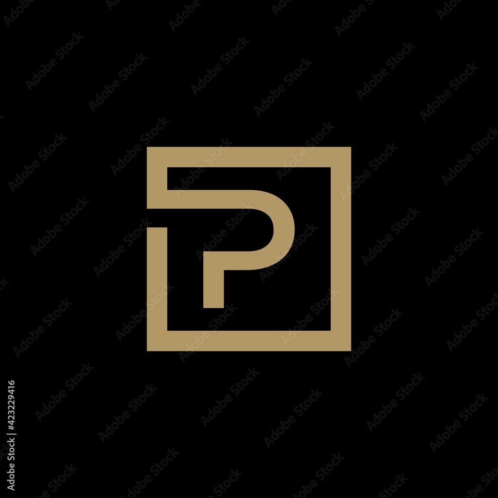 Abstract Letter P and square shape Abstract Letter P and square shape