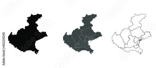 Veneto Italy Map Blank Vector Black Silhouette and Outline