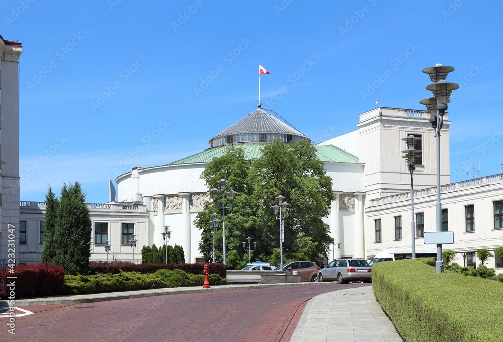Poland parliament - Sejm Building in Warsaw - obrazy, fototapety, plakaty 
