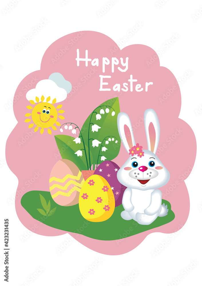 Easter bunny with easter eggs. Easter bunny with easter eggs.