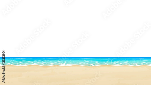 砂浜と海の風景イラスト_横スクロールゲームの地面_シームレス_16:9