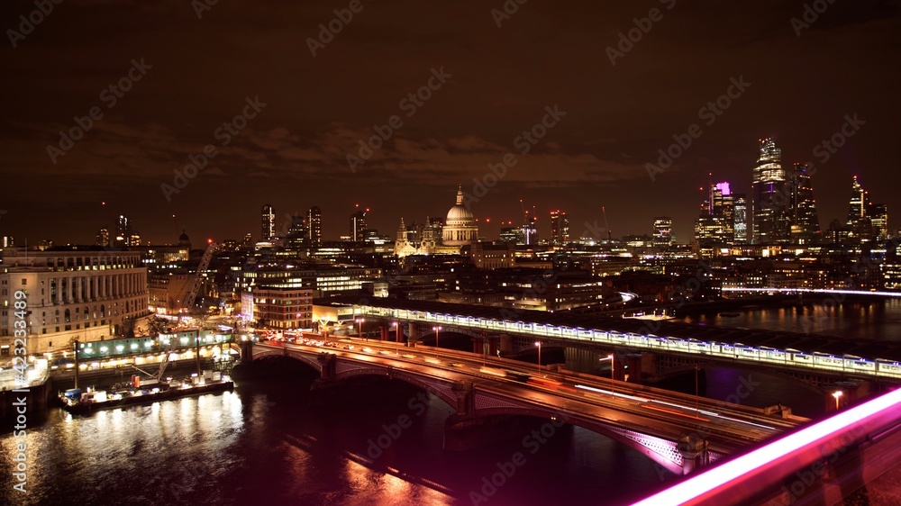London skyline with St Paul’s Cathedral at night