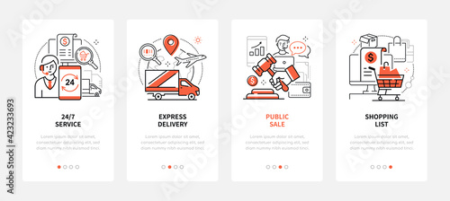 Online shopping - modern line design style web banners