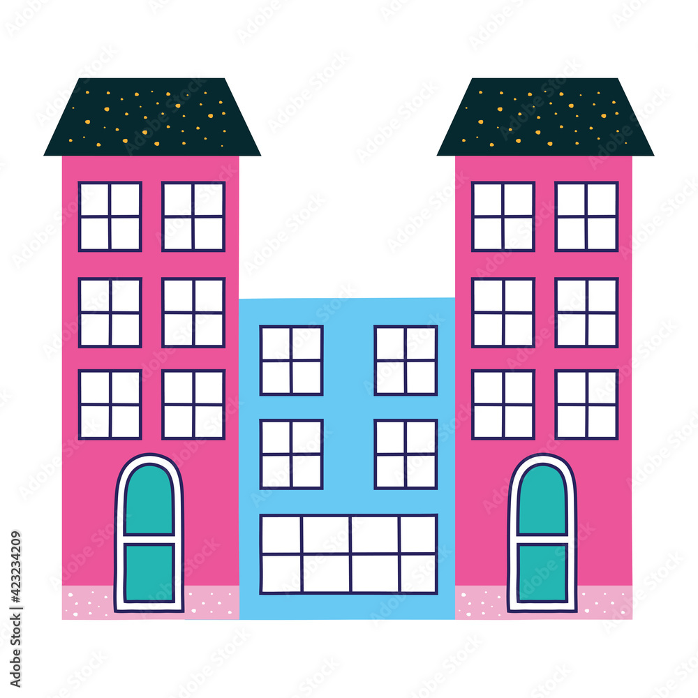 Naklejka premium building pink construction
