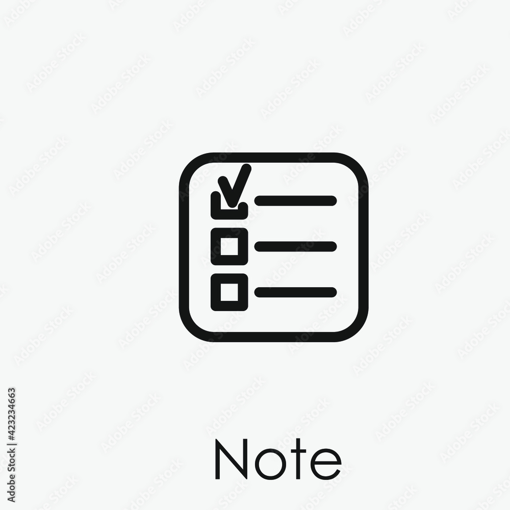 Note vector icon. Editable stroke. Linear style sign for use on web design and mobile apps, logo. Symbol illustration. Pixel vector graphics - Vector Note vector icon. Editable stroke. Linear style sign for use on web design and mobile apps, logo. Symbol illustration. Pixel vector graphics - Vector