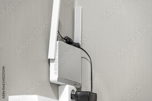 Wifi router on the wall photo
