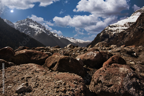 A view of the melting iceberg, Yumthang Valley, Sikkim