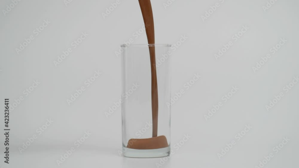 Super Slow Motion of Pouring Chocolate in Transparent Glass at 1000 fps Super Slow Motion of Pouring Chocolate in Transparent Glass at 1000 fps