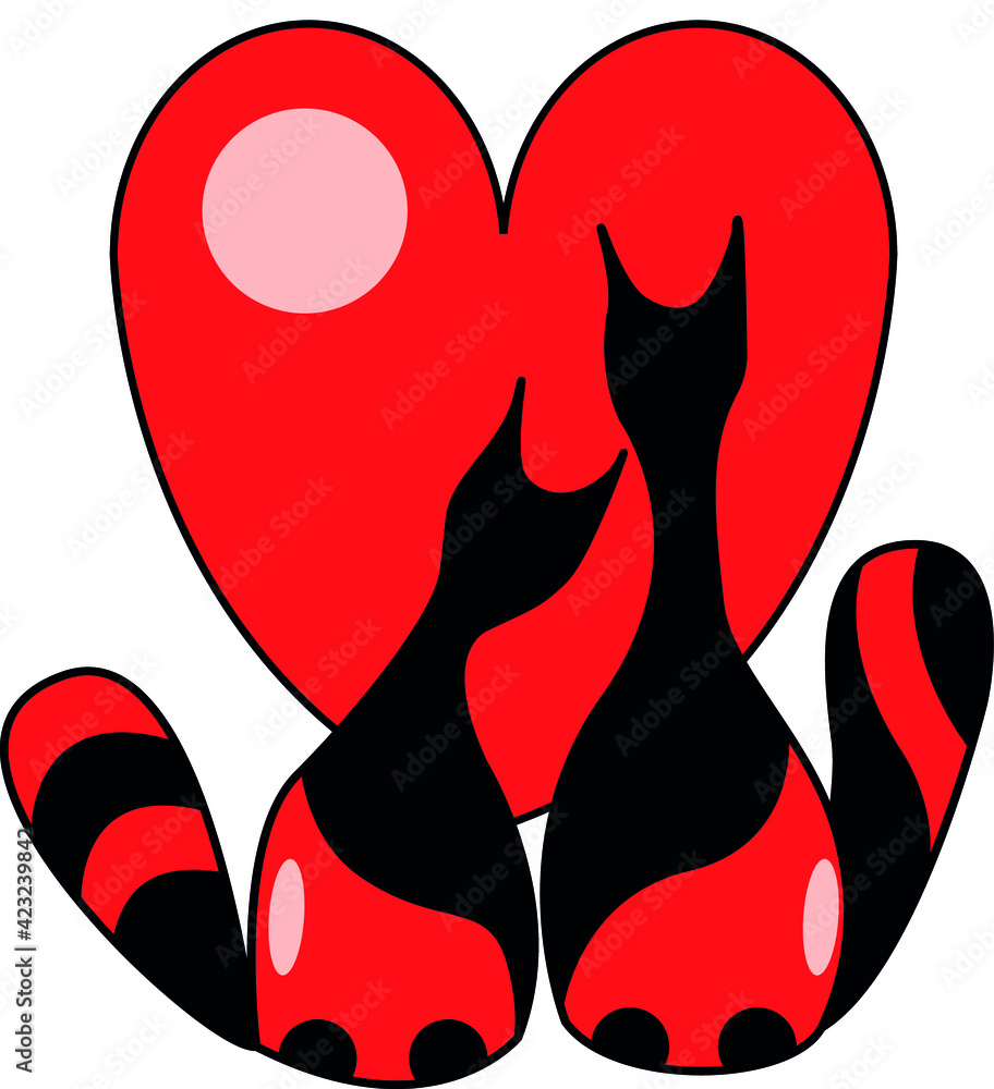 cats friendship illustration art heart cats friendship illustration art heart