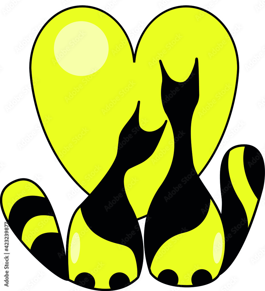 cats friendship illustration art heart cats friendship illustration art heart