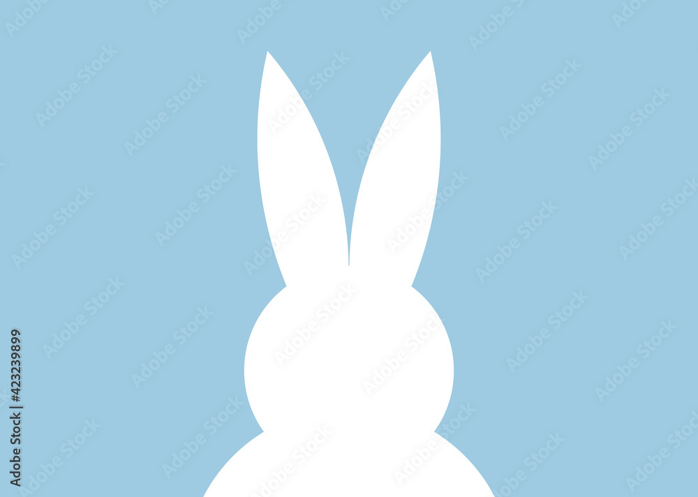 Easter white bunny shape on blue background. Easter white bunny shape on blue background.