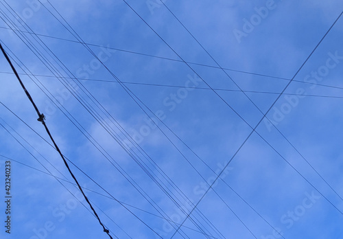 Wallpaper Mural electrical wires on a blue sky background Torontodigital.ca