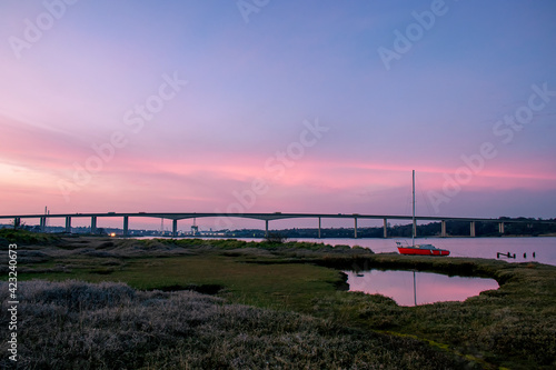 Sunrise over the River Orwell near Ipswich  Suffolk  UK