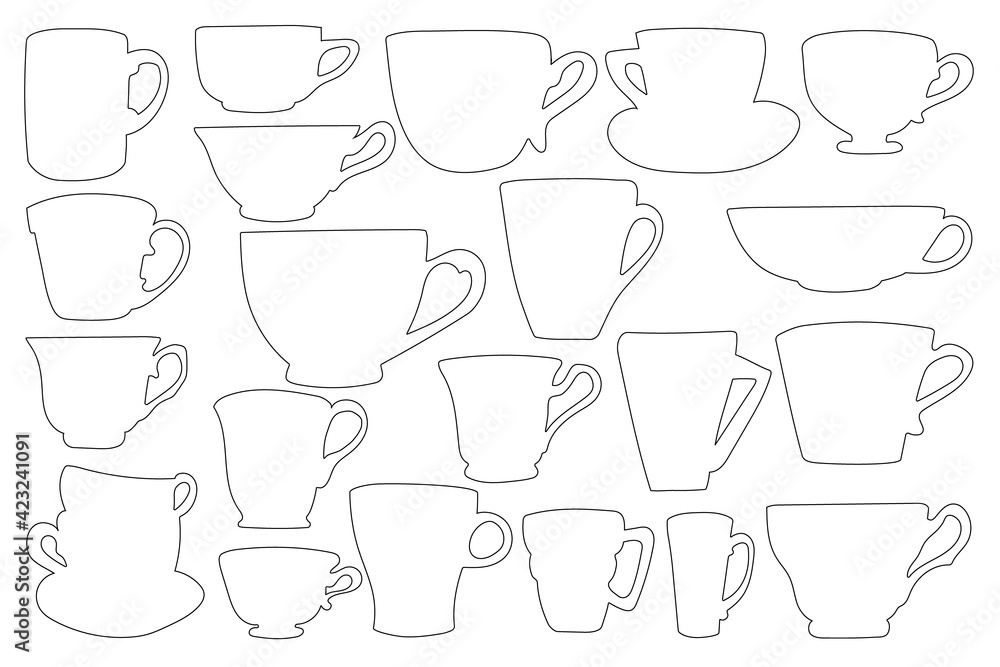 outline silhouettes coffee and tea cup collection outline silhouettes coffee and tea cup collection
