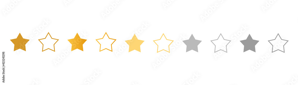 Golden and silver stars set on wide background. Glitter elegant design elements. Celebration banner. Gold and gray shooting stars. Magic decoration. Children room decor. Vector illustration Golden and silver stars set on wide background. Glitter elegant design elements. Celebration banner. Gold and gray shooting stars. Magic decoration. Children room decor. Vector illustration