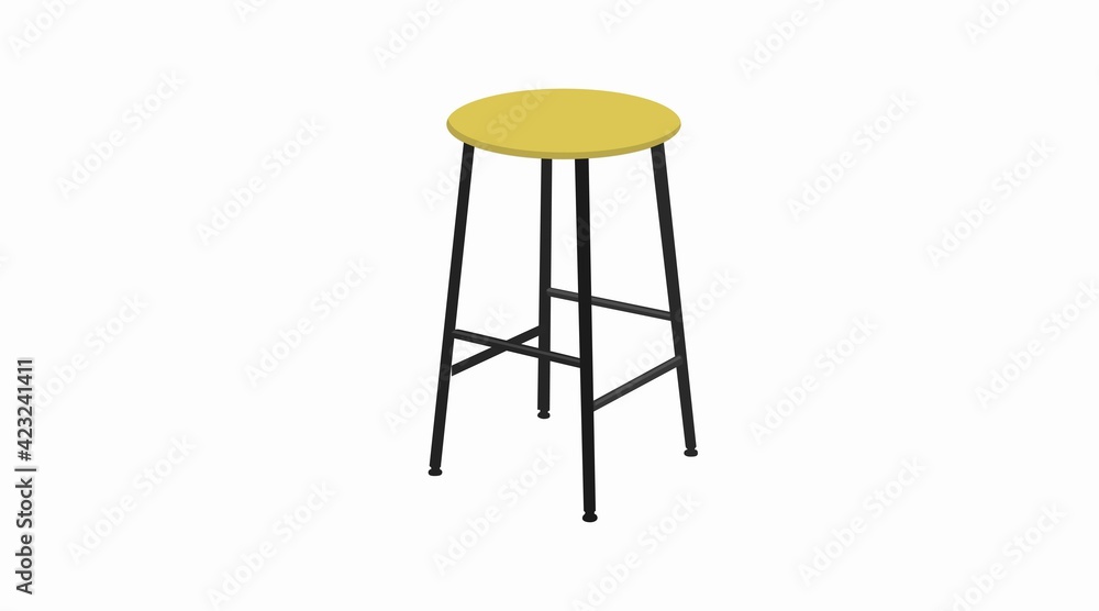 Vector Isolated Illustration of a Metal and Wood Stool Vector Isolated Illustration of a Metal and Wood Stool