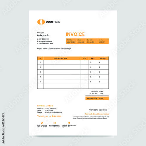 Business Invoice Design Template