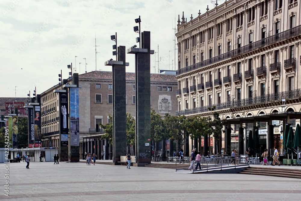 Plaza del Pilar Square in Zaragoza, Spain