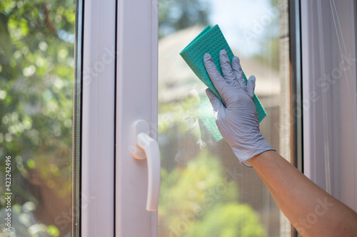 cleaning the window
