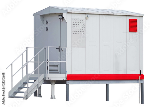 Electric Transformer room building on a white