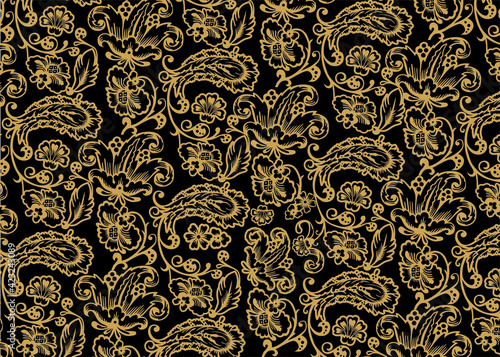 russian vector pattern gold hohloma